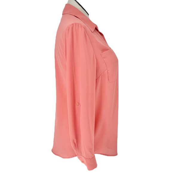 Womens Button Down Shirt Sz M Chest Pockets Long Roll Tab Sleeves by Style & Co - Picture 4 of 9
